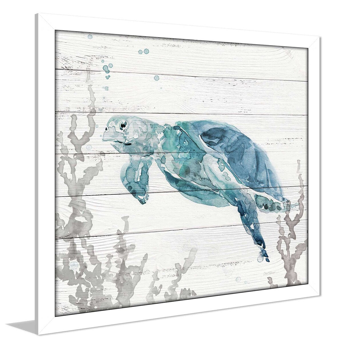 Carol Robinson Aqua Turtle II Acrylic Wall Art Print - Vibrant Underwater Turtle Decor for Living Room, Bedroom & Office