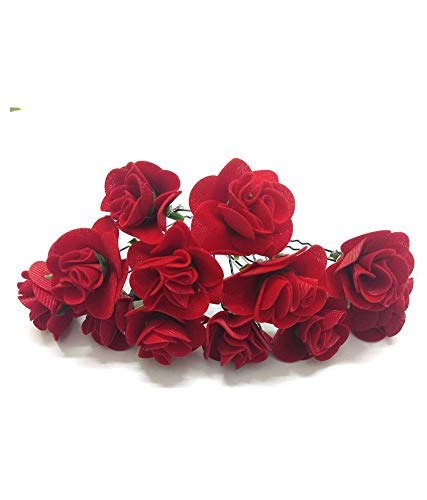 AAINAA Bridal Hair Pins Set of 4 - Red Rose Flower Bun Pins for Women & Girls | Wedding, Prom, Party Hair Accessories