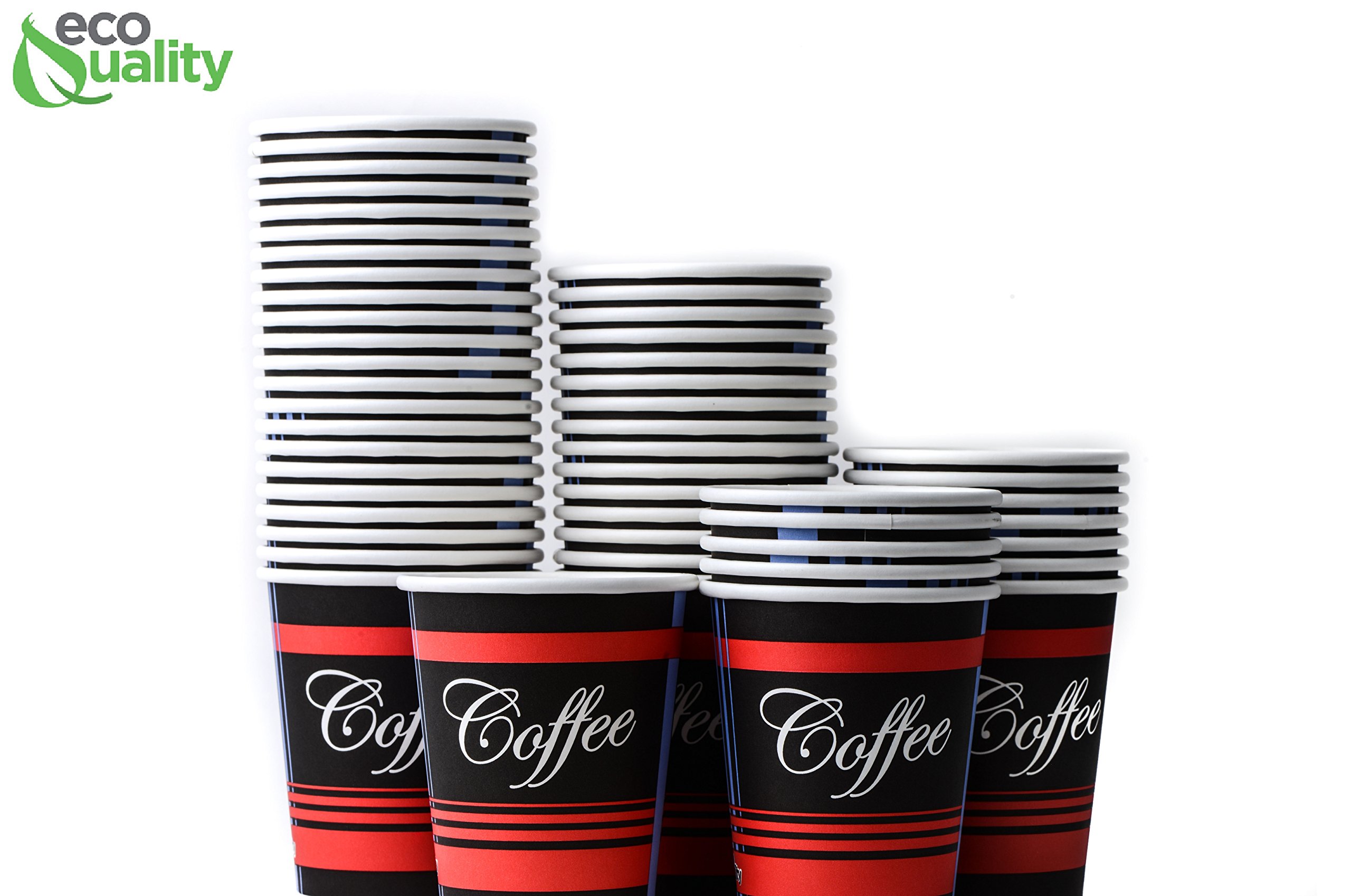 EcoQuality 8 oz Disposable Coffee Cups (1000 Pack) - Restaurant Grade Hot Drink Cups for Coffee, Tea, Cappuccino, Hot Chocolate & Chai Latte - Perfect for Cafes, Offices, Events & Catering