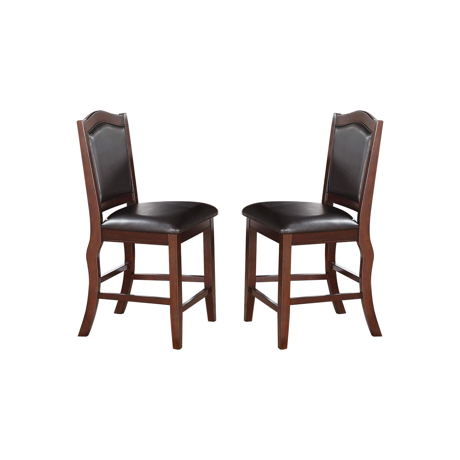 Premium Faux Leather Dining Chairs Set of 2 - Brown Upholstered Counter Height Bar Stools for Kitchen Island, Breakfast Nook & Restaurant Style Seating - Comfortable & Stylish Home Decor