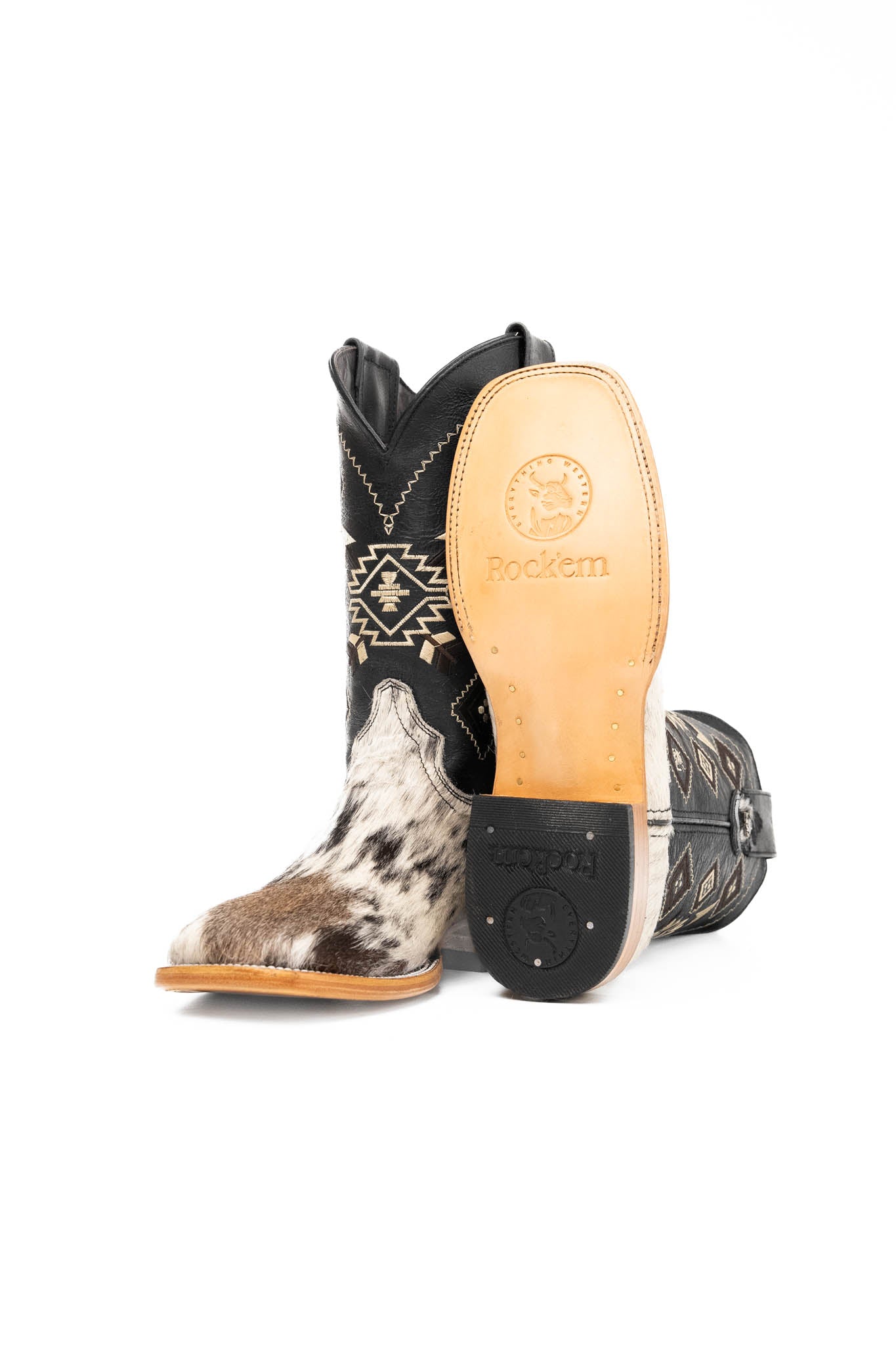 Authentic Men's Cowhide Square Toe Cowboy Boots - Size 8.5 - Western Style Riding Boots for Country Music Festivals & Rodeo Events