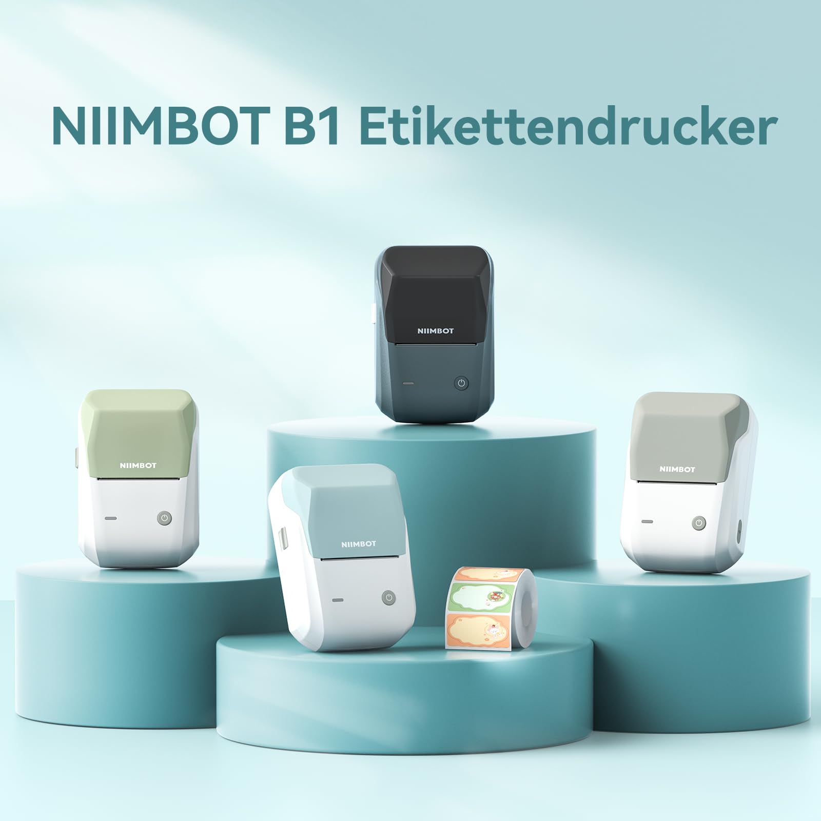 NIIMBOT B1 Thermal Label Printer Machine with Tape - 2 Inch Easy-to-Use Label Maker for Office, Home & Business (Includes 230pcs/Roll of 2