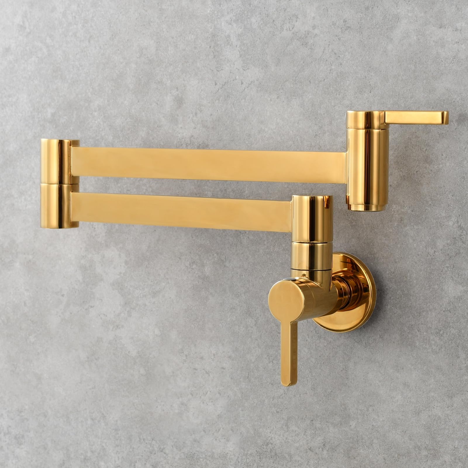 Brass Pot Filler Faucet Wall Mount - Titanium Gold Finish 360° Rotating Kitchen Sink Faucet with Water Saving Design - Perfect for Modern Kitchens, Cooking & Filling Large Pots (Model CT172J)