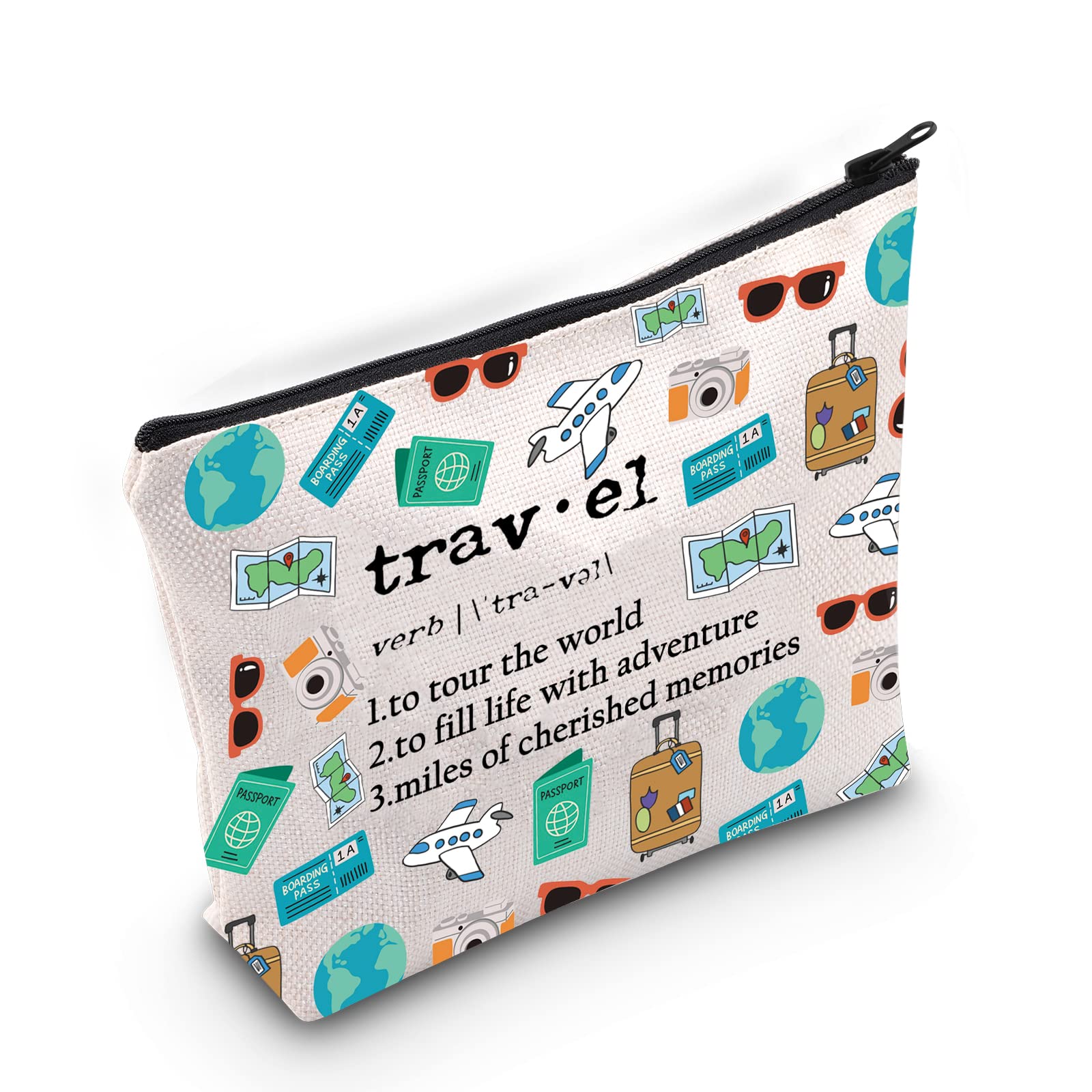 ZJXHPO Travel Definition Cosmetic Bag - Waterproof Makeup Organizer for Women | Perfect Travel Agent Appreciation Gift & Travel Lover Present | Durable Zipper Pouch for Travel Essentials | Ideal for Airplane Carry-on, Vacation Trips & Business Travel Accessories