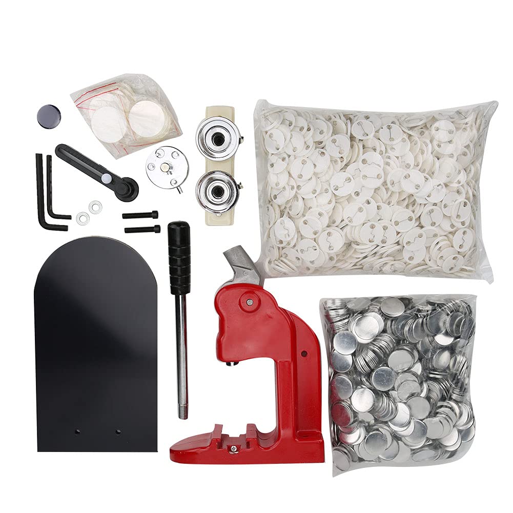 Zerodis 32mm Professional Metal Badge Maker Machine - DIY Pin Button Maker Kit with 1000 Buttons & Accessories for Custom Badges, Pins, Labels - Perfect for Events, Parties, Schools, Fundraisers & Craft Projects