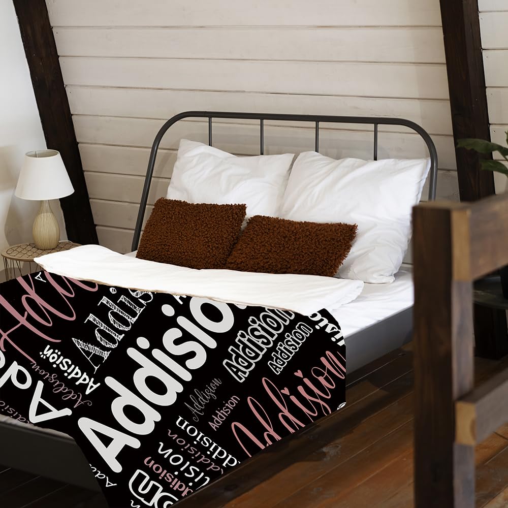 Personalized Custom Blanket with Name - Soft & Cozy Black Throw Blanket for Adults - Perfect for Bed, Couch & Sofa - DIY Monogrammed Fleece Blanket Gift for Christmas, Anniversary & Home Decor