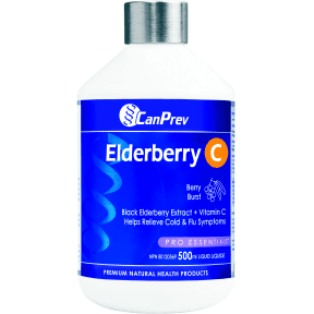 Canprev Elderberry C Liquid - Berry Burst 500ml | Immune Support Supplement for Adults & Kids | Great for Cold & Flu Season