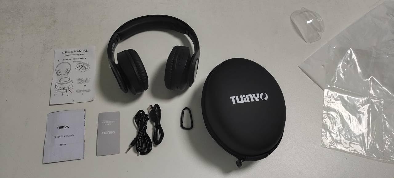 TUINYO Wireless Bluetooth Headphones Over Ear with Deep Bass, 40H Playtime, Soft Memory-Protein Earmuffs, Built-in Mic for PC/Phone/TV - White | Perfect for Workouts, Commuting & Home Entertainment