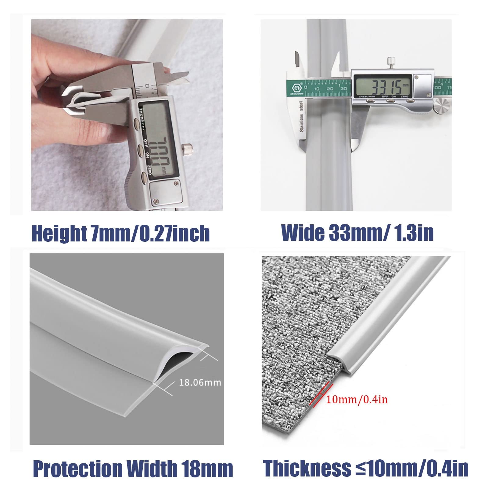 Self-Adhesive Gray Carpet Edge Trim for Wood, Laminate & Vinyl Floors - PVC Rug Transition Strips for Tile to Carpet, Carpet to Tile & Laminate to Rug - 3ft/16ft/32ft/49ft Length Options (Red) - Perfect for Seamless Flooring Transitions in Homes & Offices