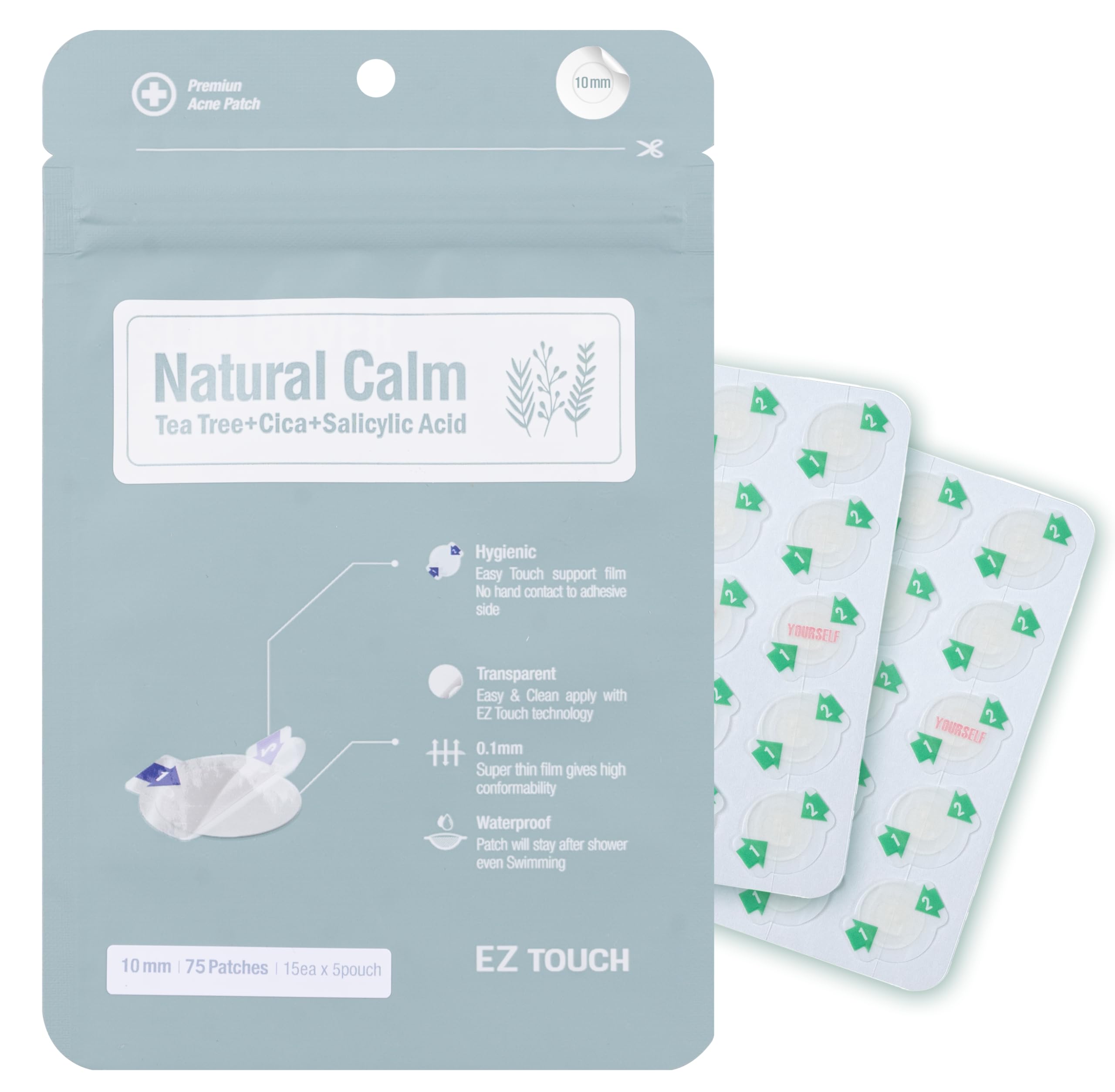 75 Acne Pimple Patches - Natural Calming 10mm Spot Treatment for Clear Skin | Easy & Clean Innovative Hydrocolloid Patches for Face | Perfect for Overnight Use, Travel & Daily Skincare Routine