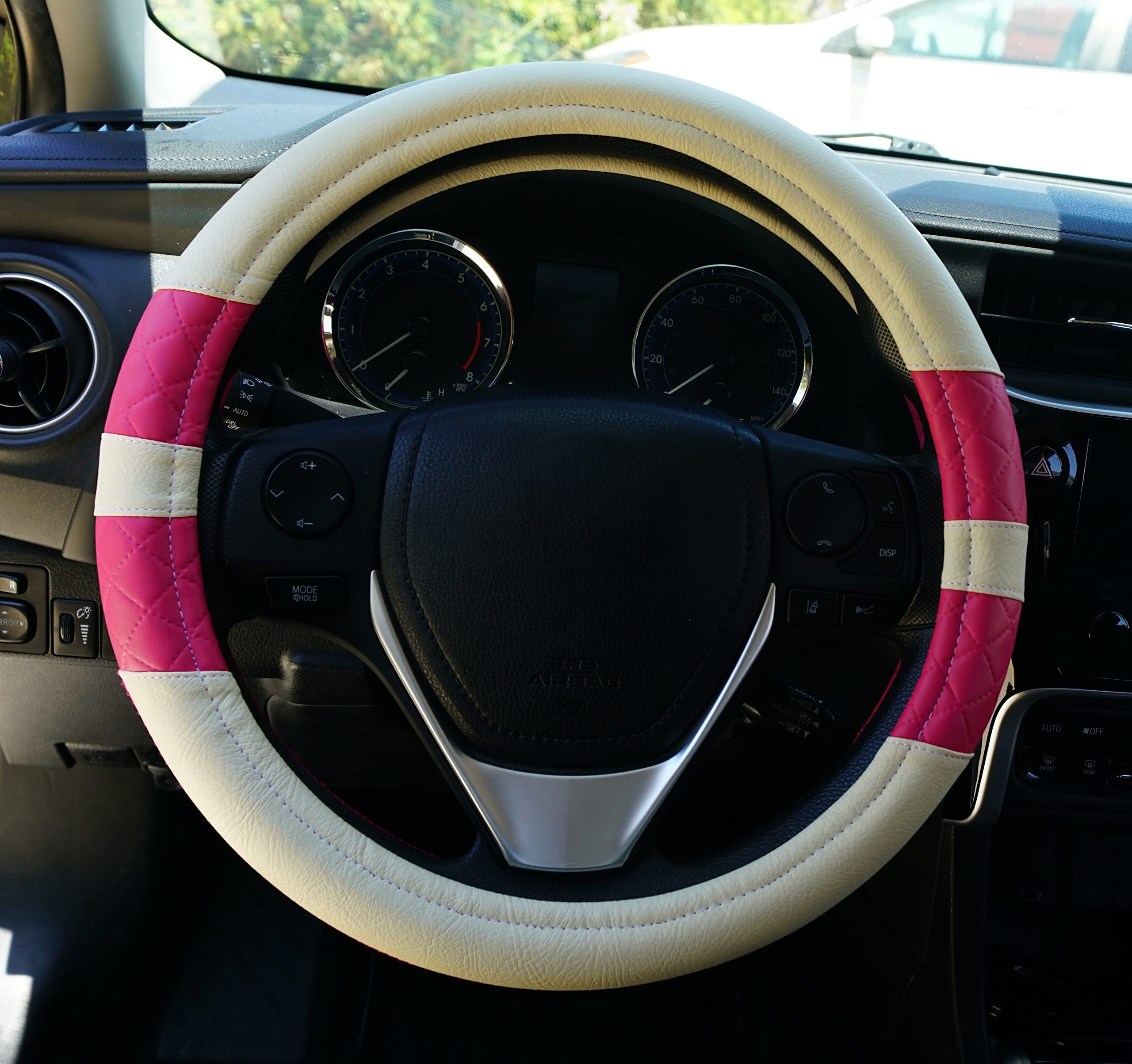 Universal 14-15 Inch Steering Wheel Cover - Easy Installation, Non-Slip Grip (Mita Pinks) | Perfect for Cars, Trucks & SUVs - Enhance Driving Comfort & Style