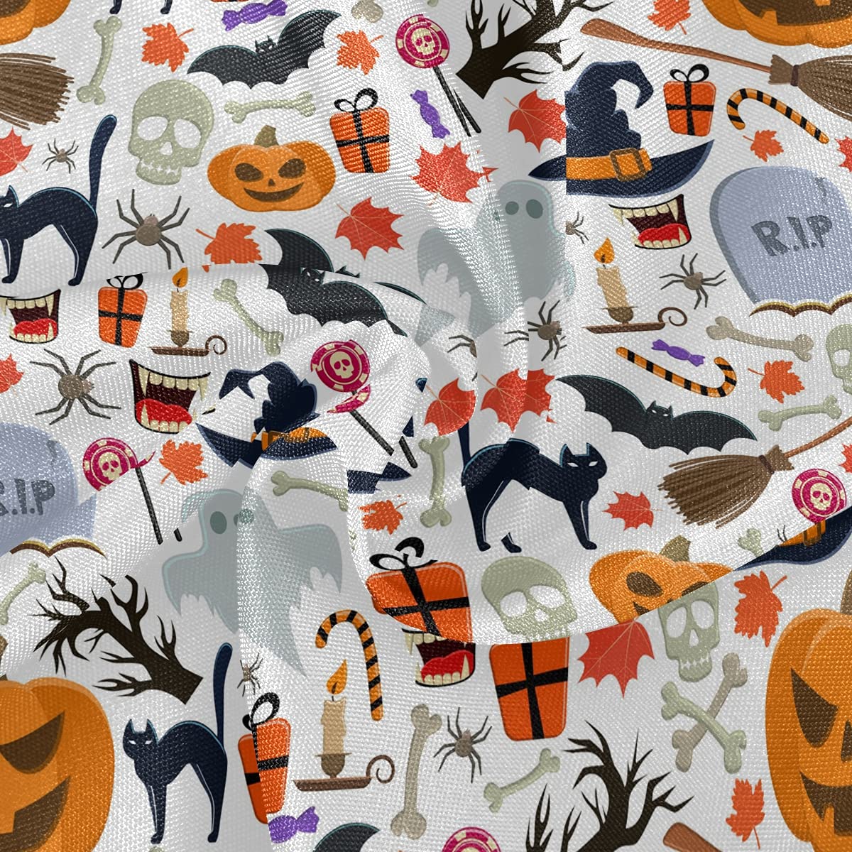 Senya Halloween Round Tablecloths - Seamless Halloween Pattern Table Cover for Circular Dining Tables, Holiday Party Decor - Perfect for Halloween Parties, Dinners & Themed Events