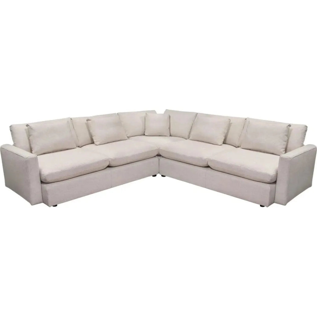 3-Piece Cream Fabric Corner Sectional Sofa Set - Modern L-Shaped Couch for Living Room, Family Room & Small Spaces