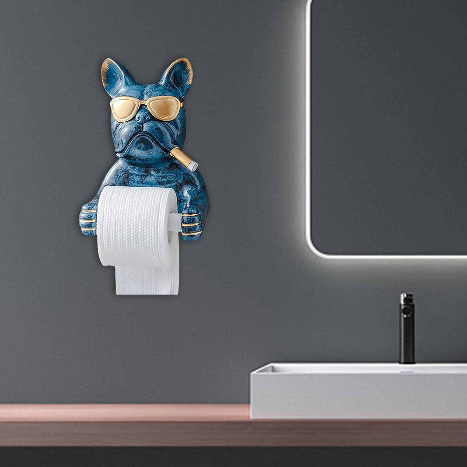 Cartoon Dog Paper Towel Holder & Tissue Dispenser - Cute Bathroom Decor for Kitchen, Washroom, Hotel | Blue Animal Sculpture Organizer - Perfect for Home, Office, and Restaurant Use