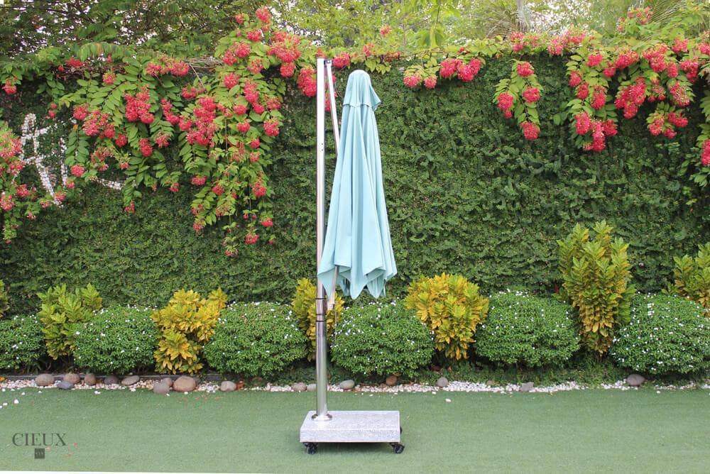 Provence Patio Cantilever Umbrella with Marble Base & Wheels - Outdoor Shade Solution for Poolside, Garden, and Backyard Relaxation
