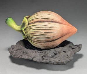 Andy Rogers Ceramics Small Seed Planter with Base - Black Ceramic Pot for Succulents & Herbs #AR34 | Perfect for Home Decor, Office Desk & Garden Planting