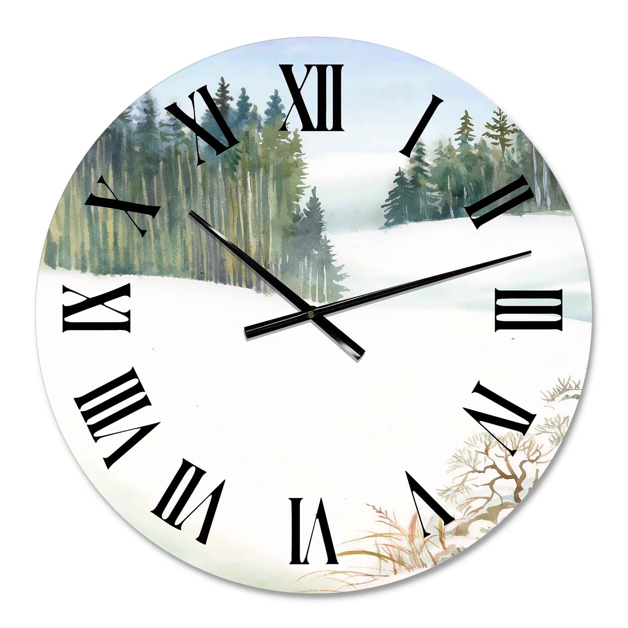 Large Traditional Wall Clock - Pine Forest in Snowy Winter Landscape - Nature-Inspired Kitchen Decor - Perfect for Home, Office & Living Room Décor
