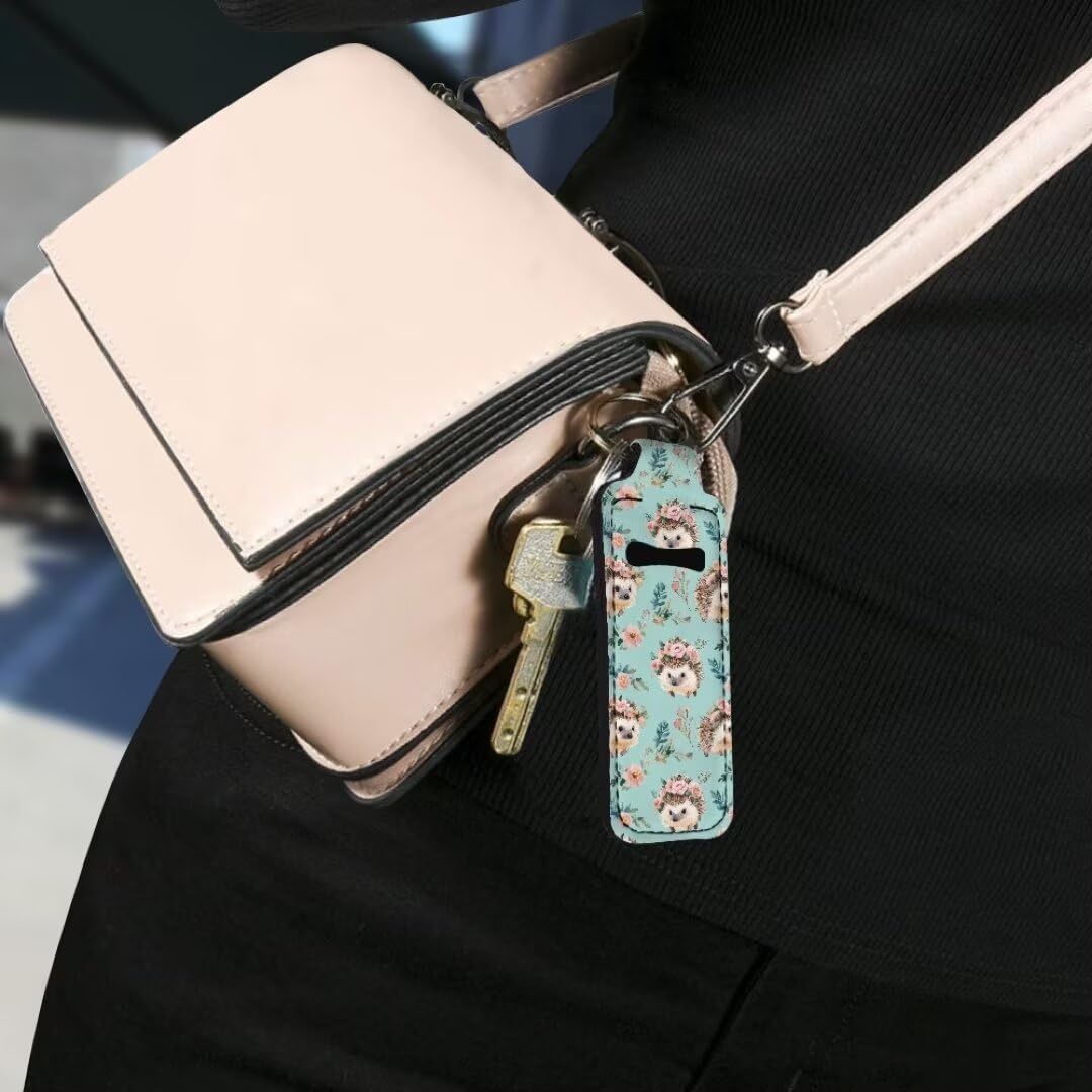 Stylish Print Chapstick Keychain Holder - Lip Balm & Lipstick Holder for Women - Cute and Practical Keychain Accessory - Perfect for Purse, Backpack, or Gym Bag Organization