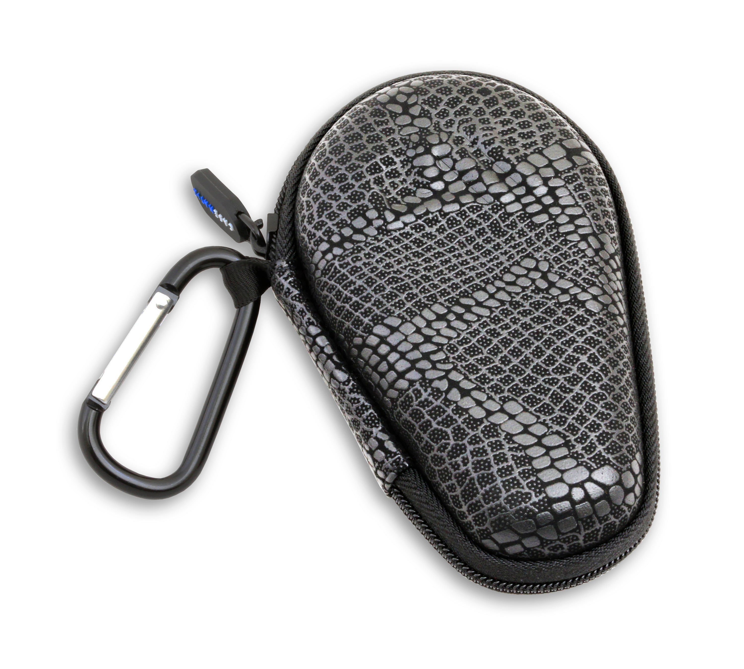 CASEMATIX 4.75 Inch Hard Shell EVA Travel Case with Carabiner Clip - Waterproof Protective Storage for Small Accessories (Fits 4.25 x 1.25 x 0.9 Inch Items) - Perfect for Travel, Camping, Hiking & Outdoor Gear Organization