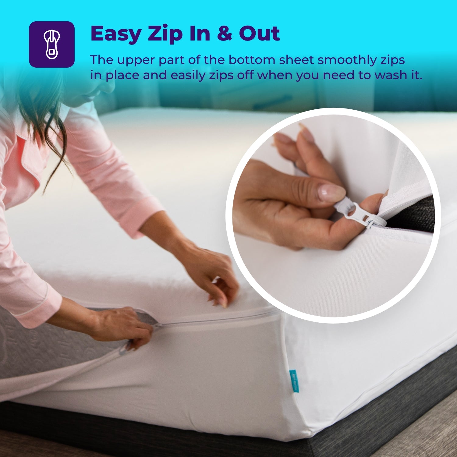 Zip Fit Sheets - Premium Fitted Bed Sheets with Deep Pockets for Mattresses - Perfect for Home, Hotel, and Dorm Room Use