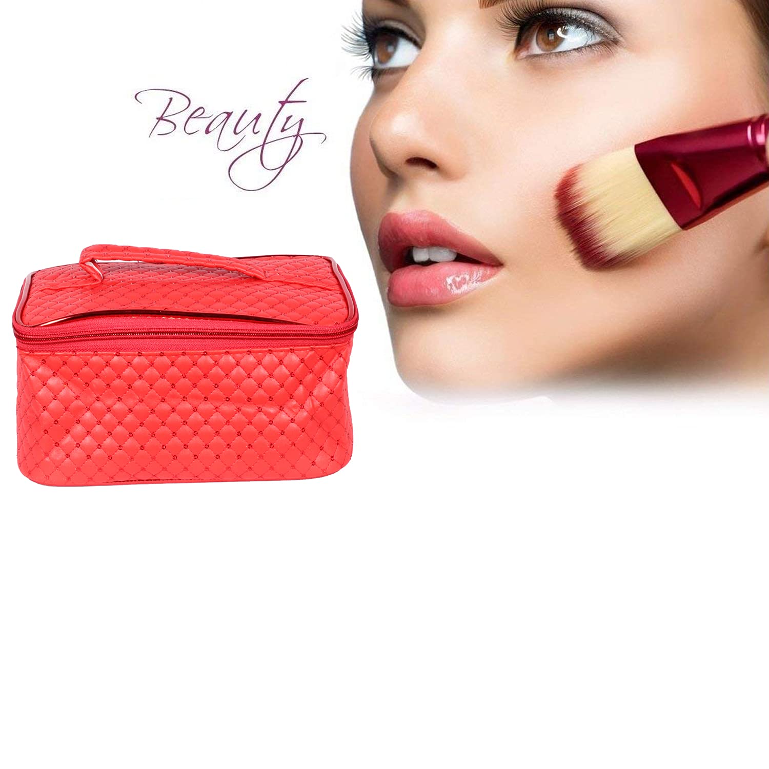 Stylish Red Makeup Bag & Cosmetic Pouch - N A PURSE Sitara RED 01 | Travel Organizer for Cosmetics, Toiletries & Jewelry | Perfect for Daily Use, Travel & Gift Giving