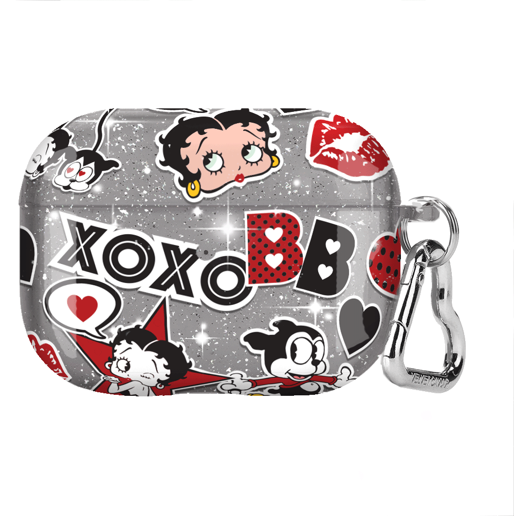 Betty Boop Glitter AirPods Case with Charm - Stylish & Protective Cover for AirPods 1/2/3 Pro - Perfect for Women, Girls, Fashion Accessories & Gifts
