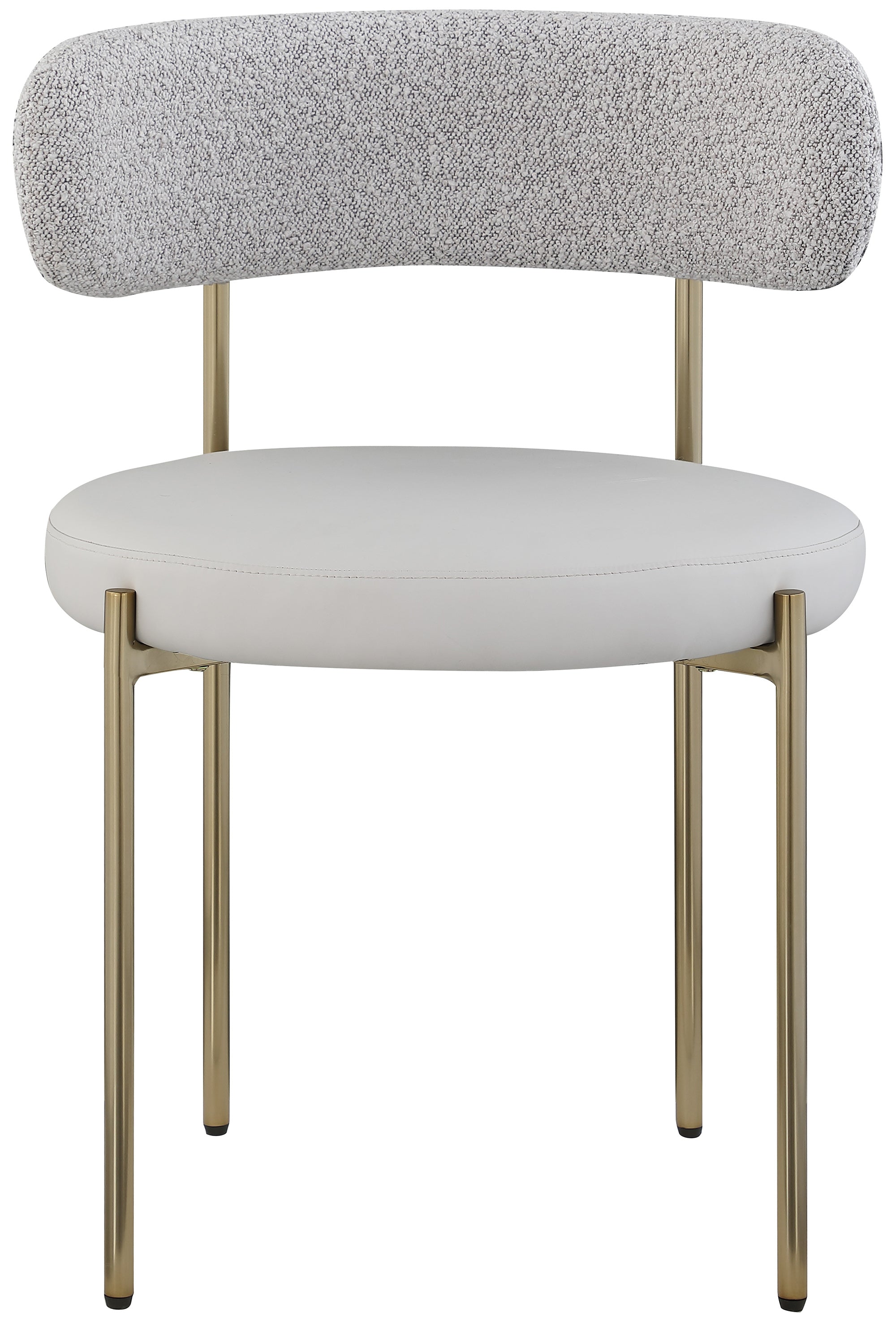Vegan Leather & Boucle Fabric Dining Chair - Modern Comfortable Kitchen & Dining Room Seating for Home & Office Use