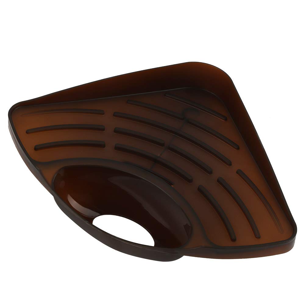 FikaLife Multifunctional Kitchen Sink Corner Drainage Rack - Space Saving Organizer for Dishes, Sponges & Utensils (Brown) | Perfect for Small Kitchens, RV & Apartment Use