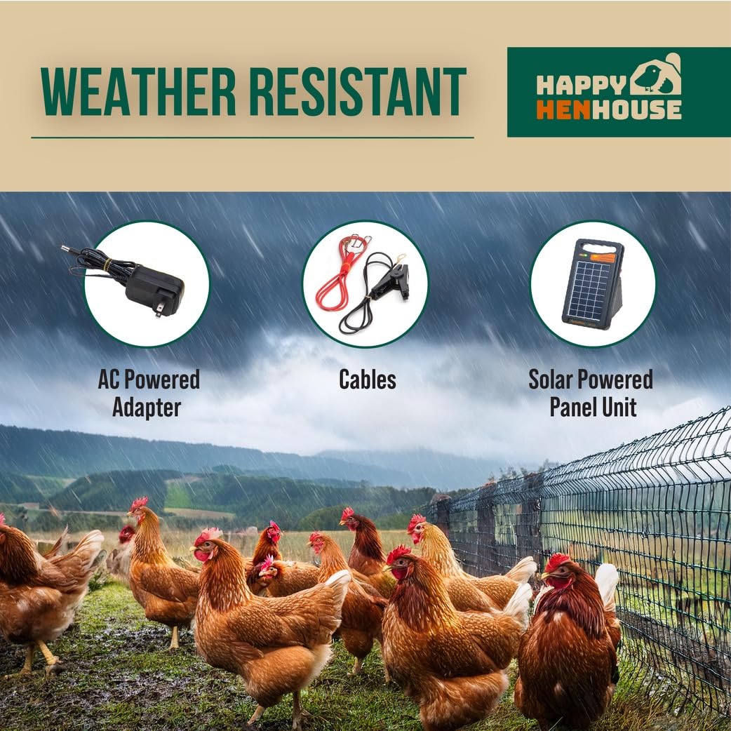 Solar-Powered Electric Fence Charger with Battery Backup - 12V Energizer for Poultry, Pets & Garden Security - Works with Electric Fence Wire & Netting - Perfect for Farm, Ranch and Backyard Protection