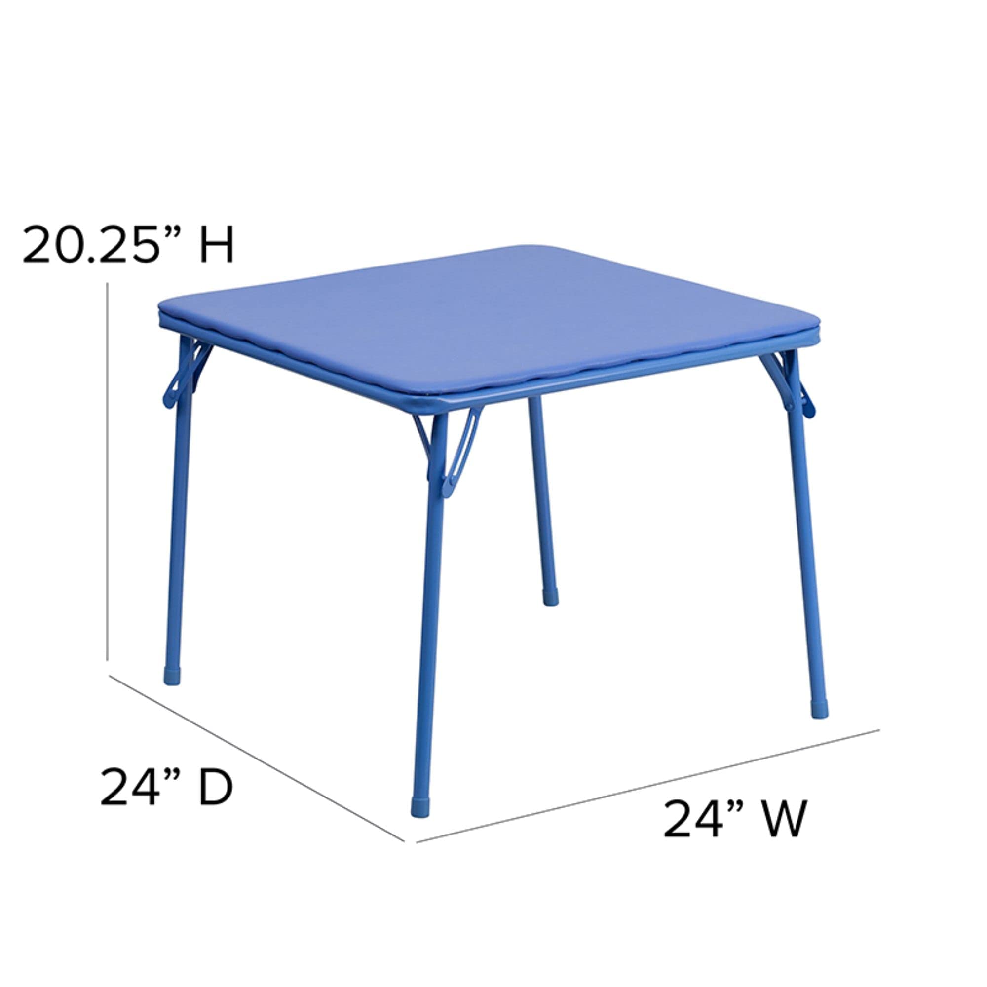 Flash Furniture Mindy Kids Colorful 3-Piece Folding Table and Chair Set - Blue Foldable Kids Furniture for Playroom, Classroom & Home Learning Activities