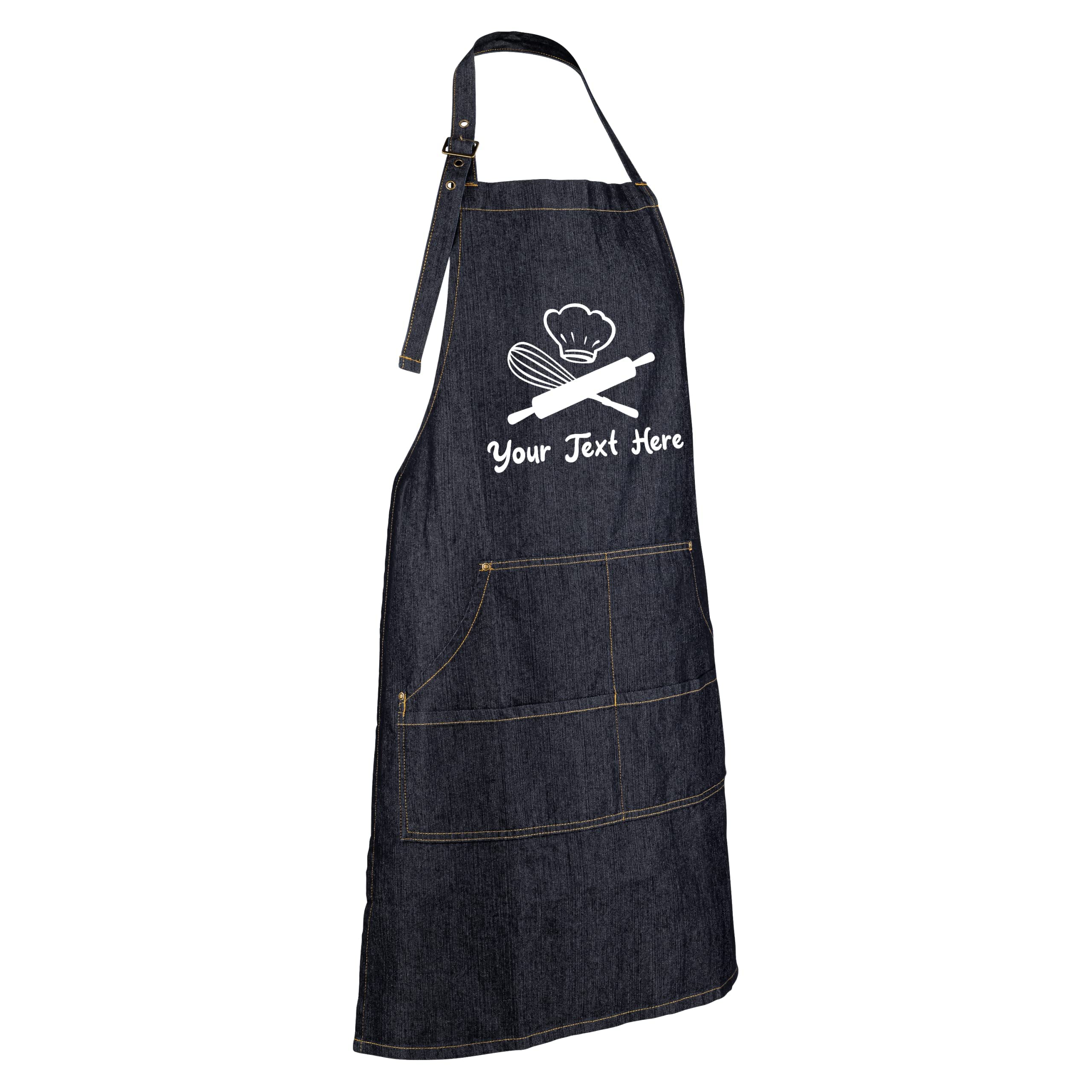 Premium Custom Denim Baking Apron with Pockets for Women & Men - Personalized Cooking & Baking Gift for Chefs, Bakers & BBQ Enthusiasts - Perfect for Home Kitchens, Professional Bakeries & Outdoor Grilling