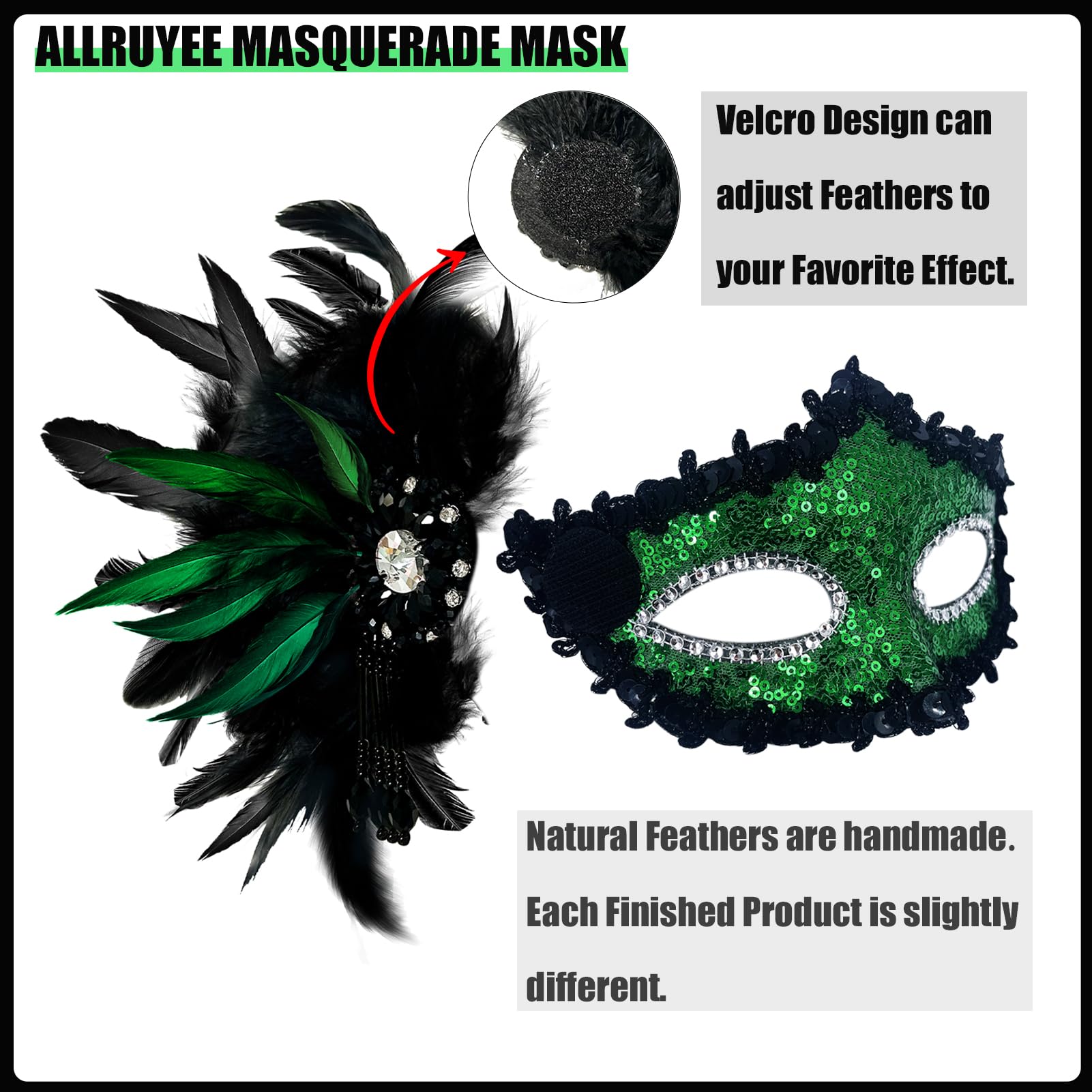 2025 New Feather Masquerade Mask for Women & Men - Elegant Couple Costume Accessory for Halloween, Masquerade Balls, and Themed Parties
