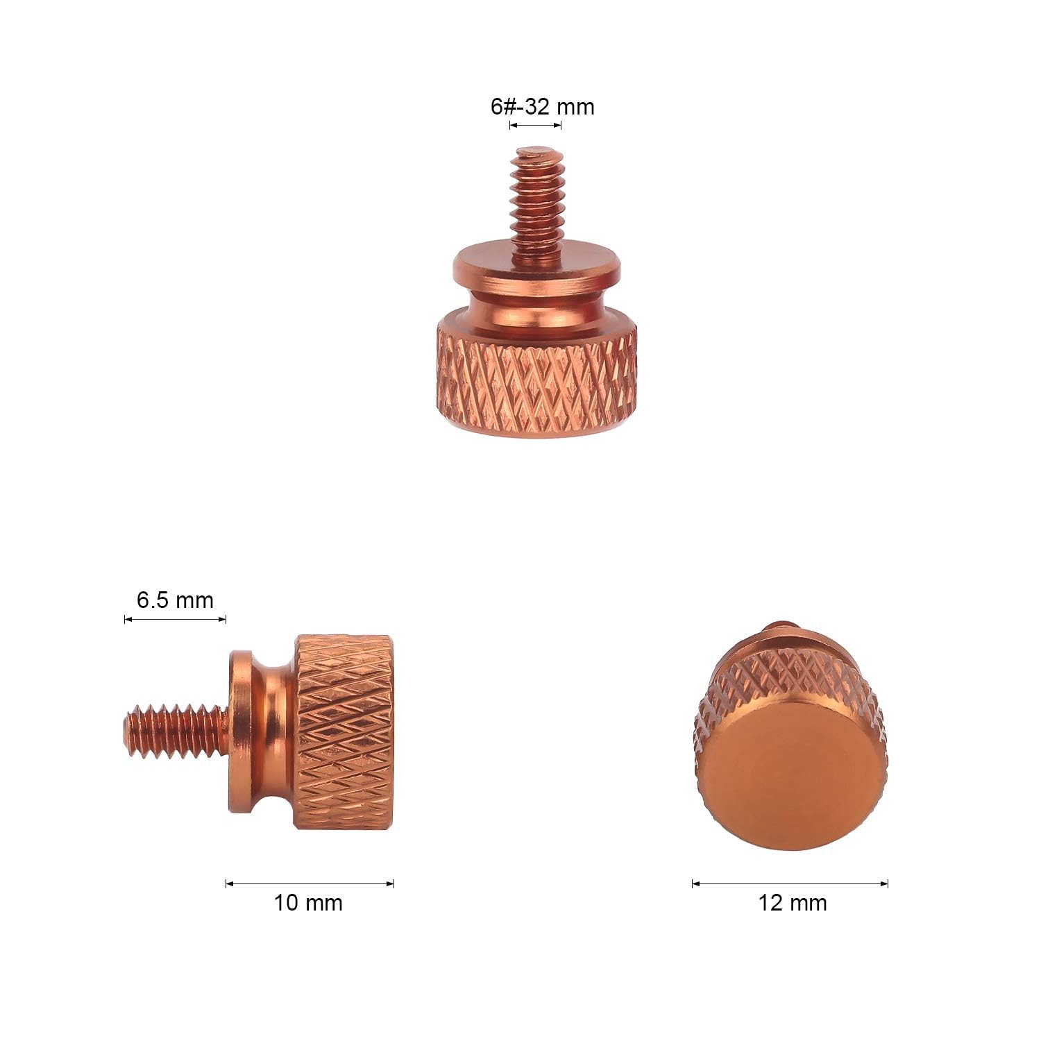 10Pcs Orange Computer PC Case 6-32 Fully Threaded Knurled Thumb Screws - Perfect for PC Builds, Server Racks & DIY Electronics Projects