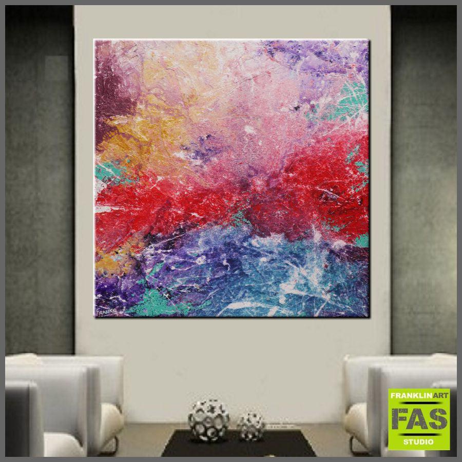 Abstract Blue Pink Wall Art - Modern Canvas Painting for Home & Office Decor - Perfect for Living Room, Bedroom, or Workspace