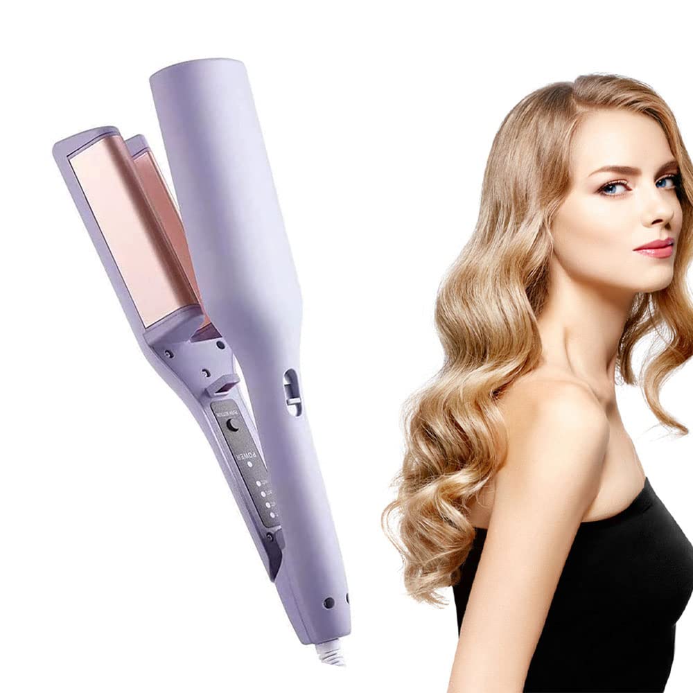 Romantic French Egg Roll Curling Iron - V-Shaped Water Ripple Hair Waver for Beach Waves & Vintage Hairstyles | Purple Hair Styling Tool for Salon-Quality Curls at Home