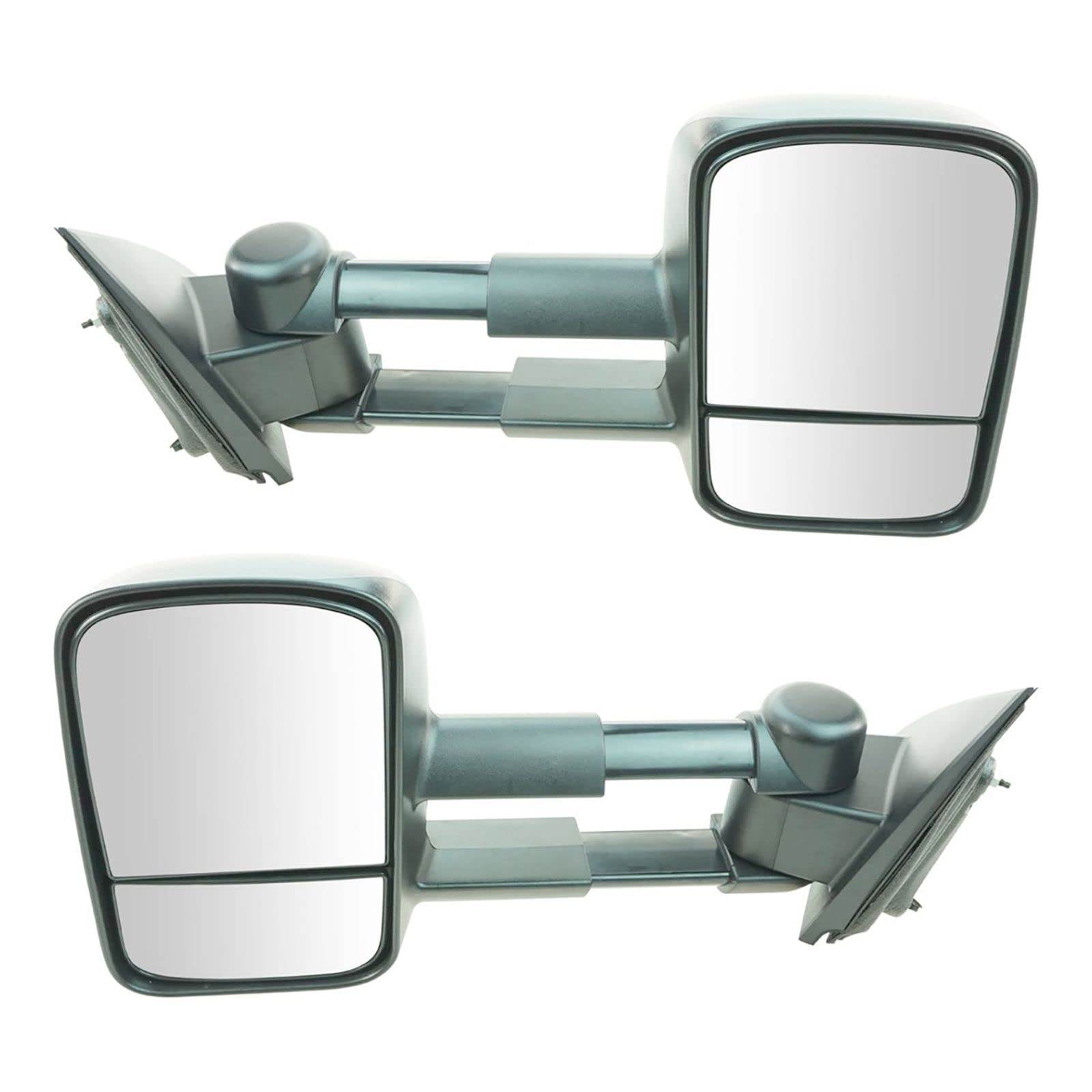 Chevy GMC Mirror Manual Towing Telescopic Textured LH RH Pair - Durable Side Mirrors for Trucks & Towing, Perfect for Off-Roading & Heavy-Duty Hauling