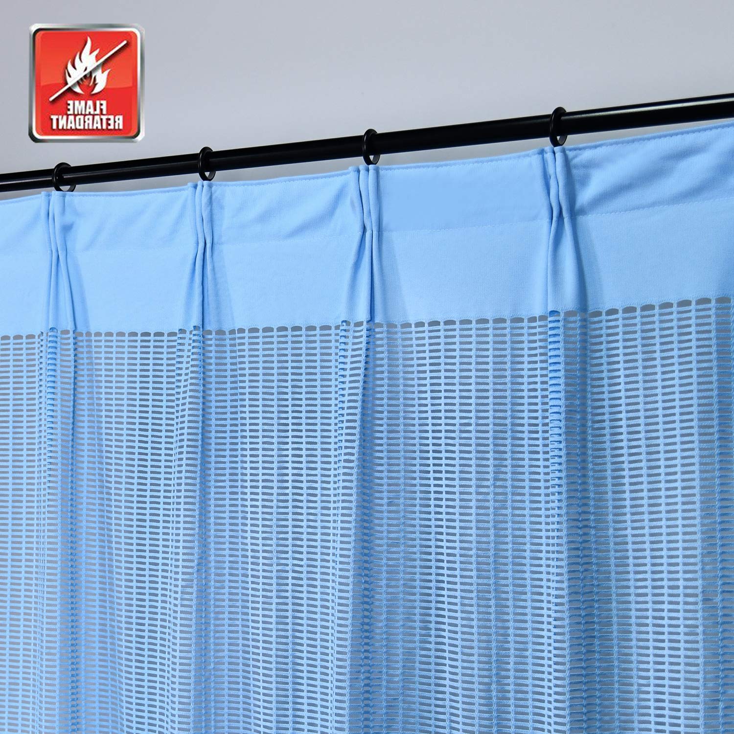 Flame Retardant Hospital Curtains - 1 Panel Light Blue 5FT x 8.5FT, Pinch Pleated Room Divider for Healthcare, SPA, School & Nursery - Privacy Drapes for Patient Rooms, Classrooms & Clinics