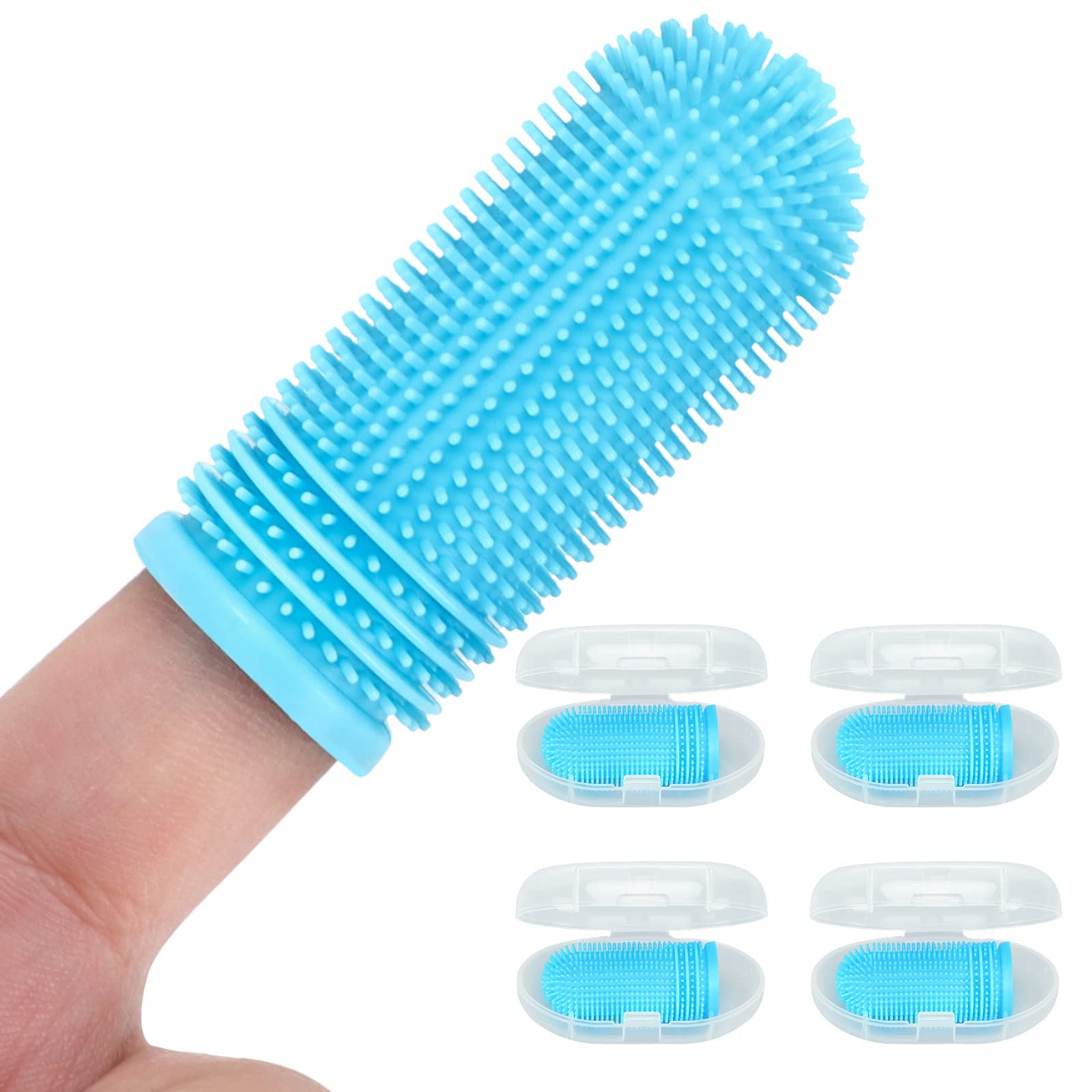 Wveroa 4 Pack Dog Toothbrush Set - Finger Toothbrush for Dogs & Puppies, Pet Dental Care Kit for Teeth Cleaning, Fresh Breath & Oral Hygiene - Perfect for Small, Medium & Large Breeds at Home or Travel