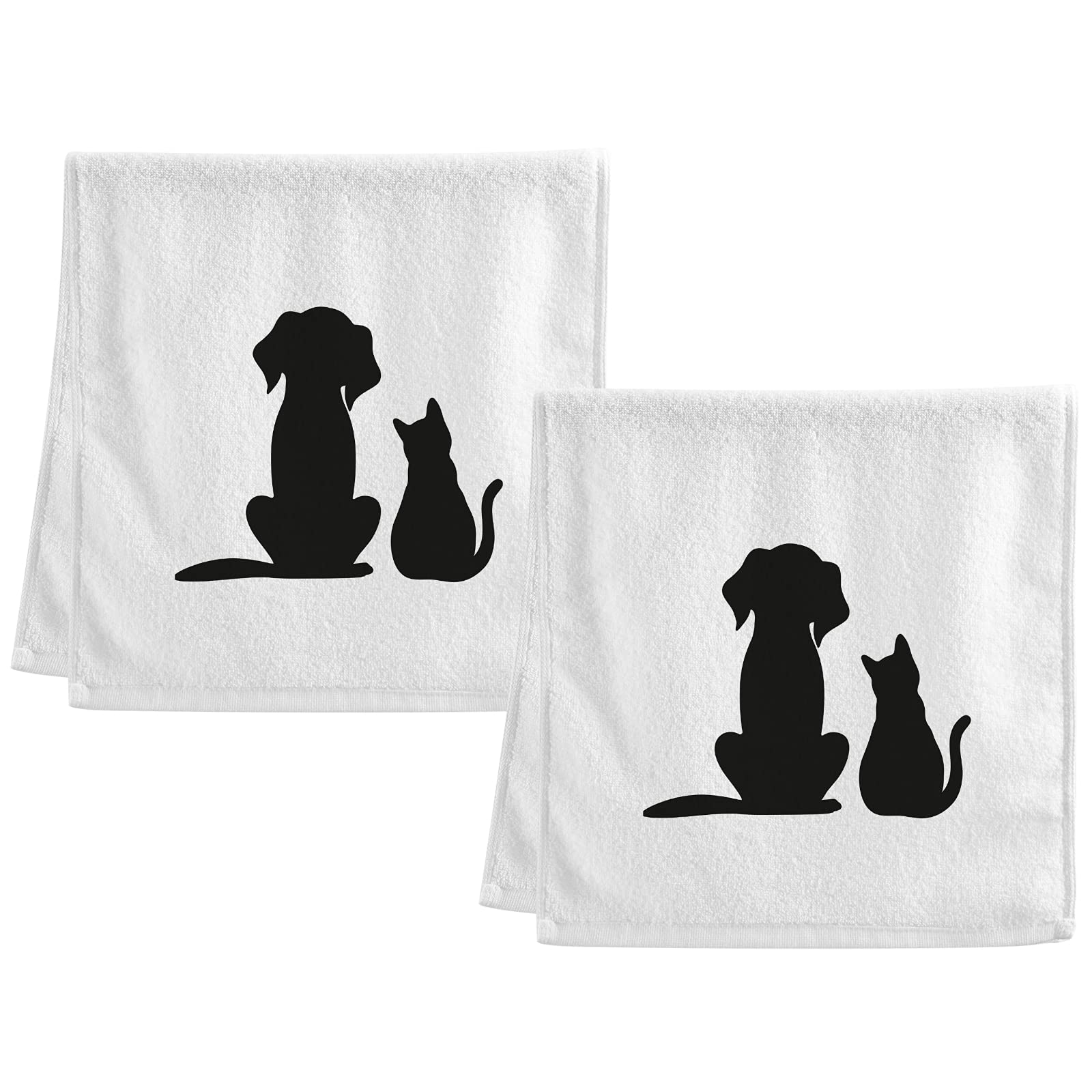 ALAZA 100% Cotton Cat & Dog Print Hand Towel - 16x30 Inch Soft Absorbent Bath Towel for Pets & Kids | Skin-Friendly Kitchen & Bathroom Towel for Daily Use, Gifts