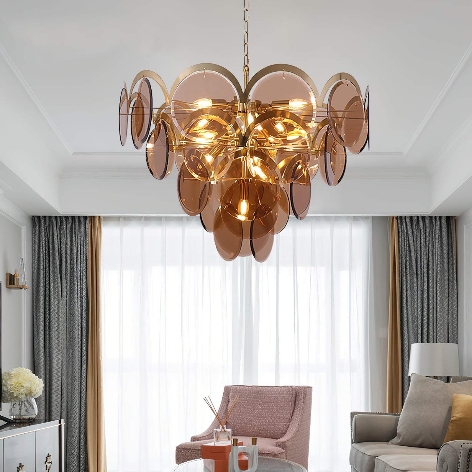 Murano Glass Chandelier - Handcrafted Italian Crystal Ceiling Light Fixture for Dining Room, Living Room & Bedroom Decor