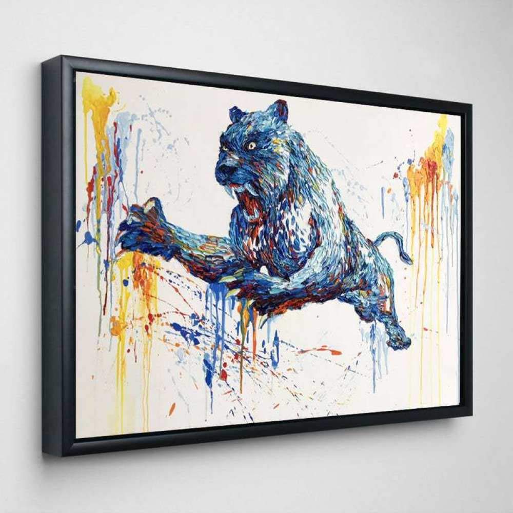 Hand Painted Ferocious Bear Oil Painting on Canvas - 32x48 Inch Modern Animal Art Poster for Wall Decor, Living Room, Kitchen & Home Decoration | Perfect for Rustic Cabin, Hunting Lodge or Wilderness Themed Interior Design