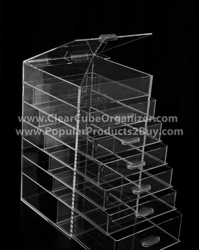 6-Drawer Acrylic Makeup Organizer with Lid - Clear Cosmetic Storage for Vanity, Bathroom & Travel | Perfect for Brushes, Lipsticks & Skincare