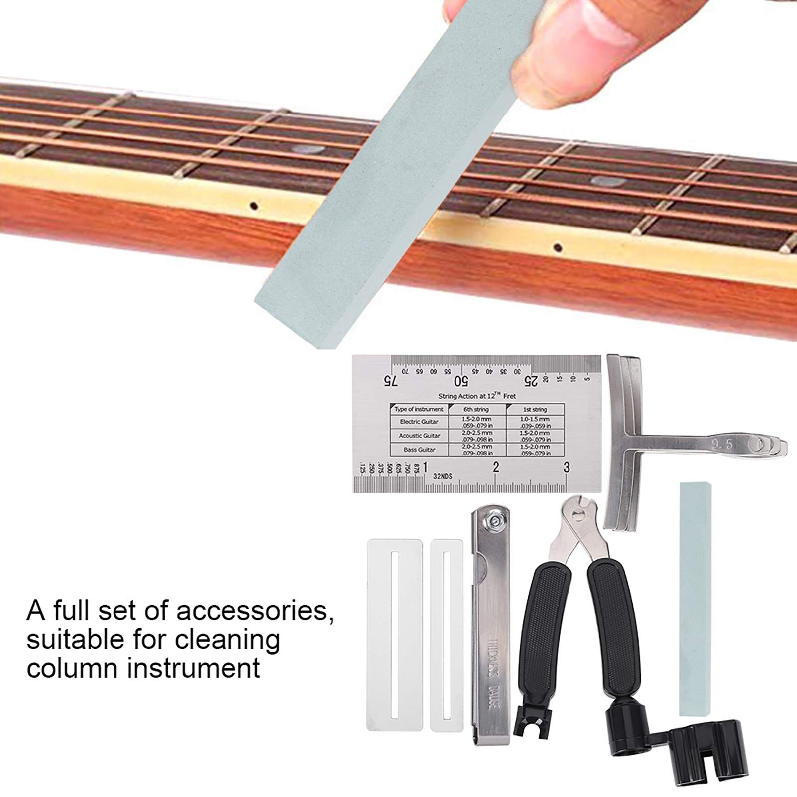 Professional Guitar Tool Set - Stainless Steel Radius Gauge & Pitch Bass Kit for Electric Guitar Maintenance | Perfect for Guitar Setup, Repair & DIY Adjustments at Home or Studio