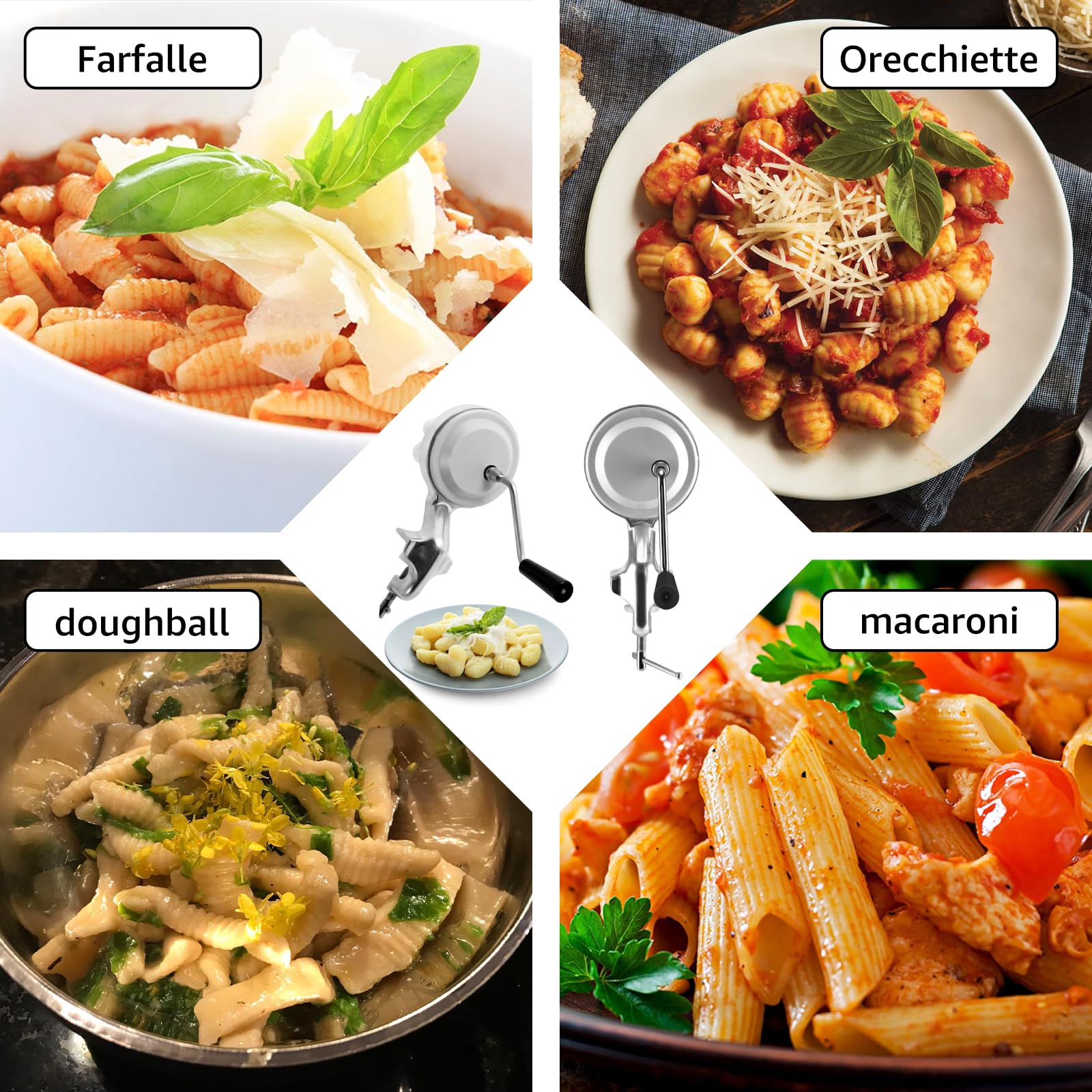 VAVPUP Manual Pasta Maker Machine - Hand Crank Cavatelli & Macaroni Maker - Durable Noodle Press for Authentic Italian Pasta - Perfect for Home Kitchens & Italian Cooking Enthusiasts - Ideal for Making Fresh Pasta, Cavatelli, Macaroni & More
