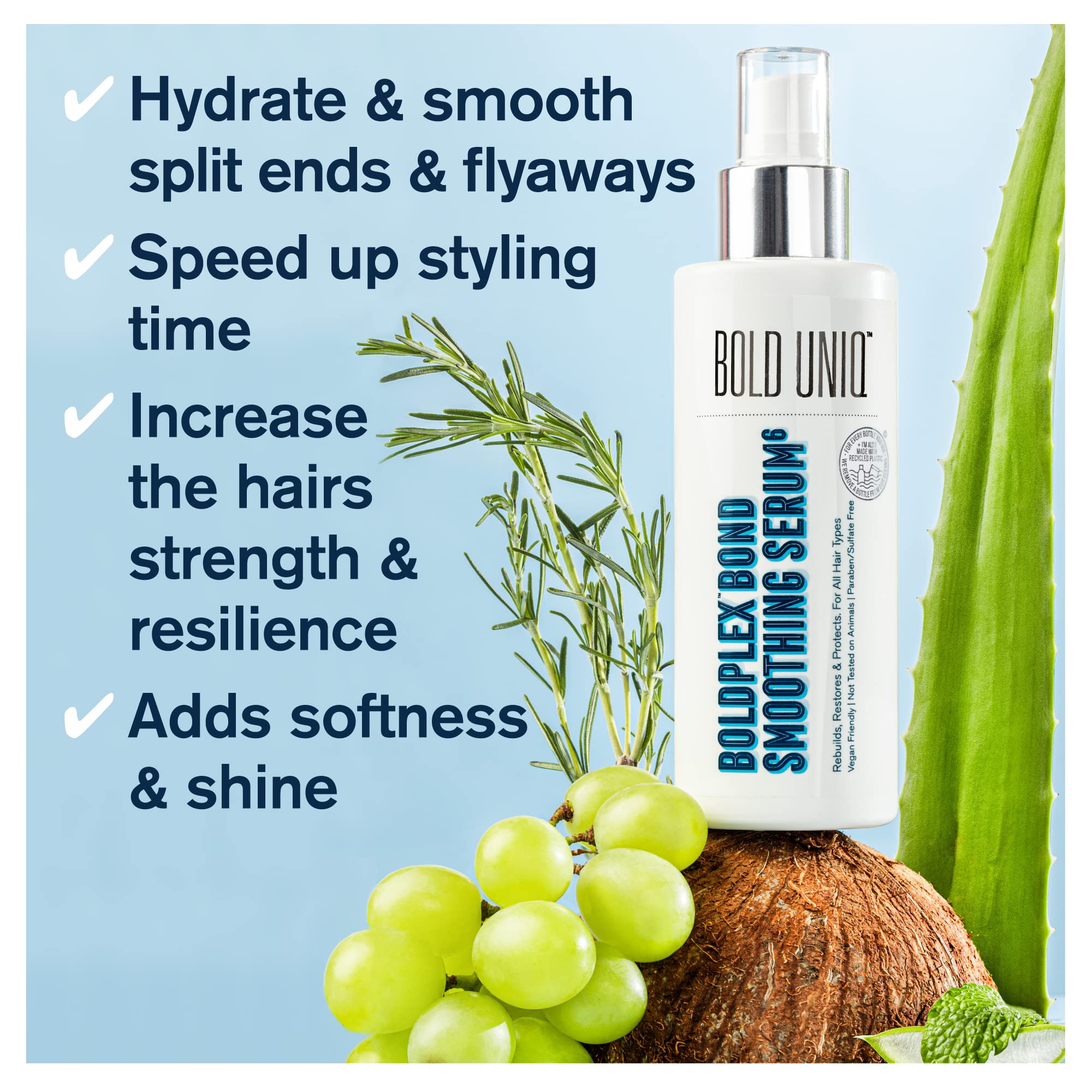 BOLD UNIQ BoldPlex Bundle - Hair Repair Treatment Set with Bond Restore, Hydrating Shampoo & Conditioner, Nourishing Serum - For Dry, Damaged, Curly, Colored, Frizzy, Broken & Bleached Hair - Salon Quality At-Home Care for Soft, Shiny & Healthy Locks