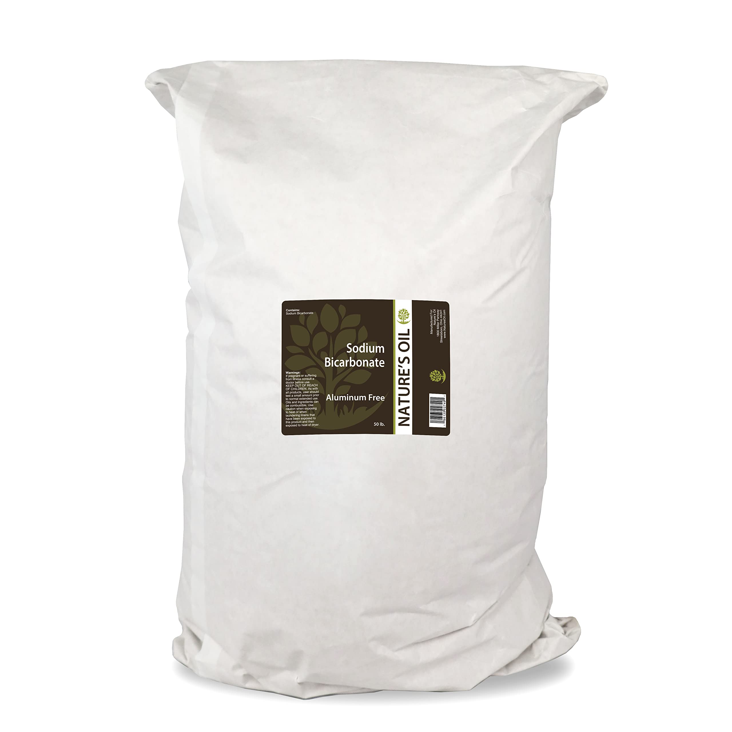 Nature's Oil Pure Sodium Bicarbonate - USP Grade 1, 50lb Bulk Bag | Aluminum-Free Baking Soda for Cooking, Cleaning & Personal Care | Commercial & Home Use