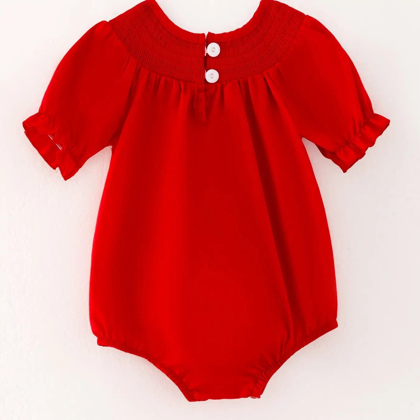 Red Bow Smocked Romper for Baby Girls | Soft Cotton Summer Outfit | Perfect for Photoshoots, Parties & Special Occasions