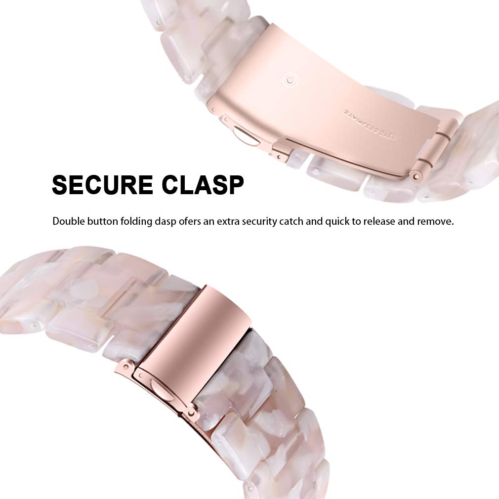 Premium 20mm Resin Watch Band for Samsung Galaxy Watch4 (40mm/44mm), Watch4 Classic (42mm/46mm) & Watch3 (41mm) - Durable Stainless Steel Buckle Strap Bracelet for Workout, Running & Everyday Wear