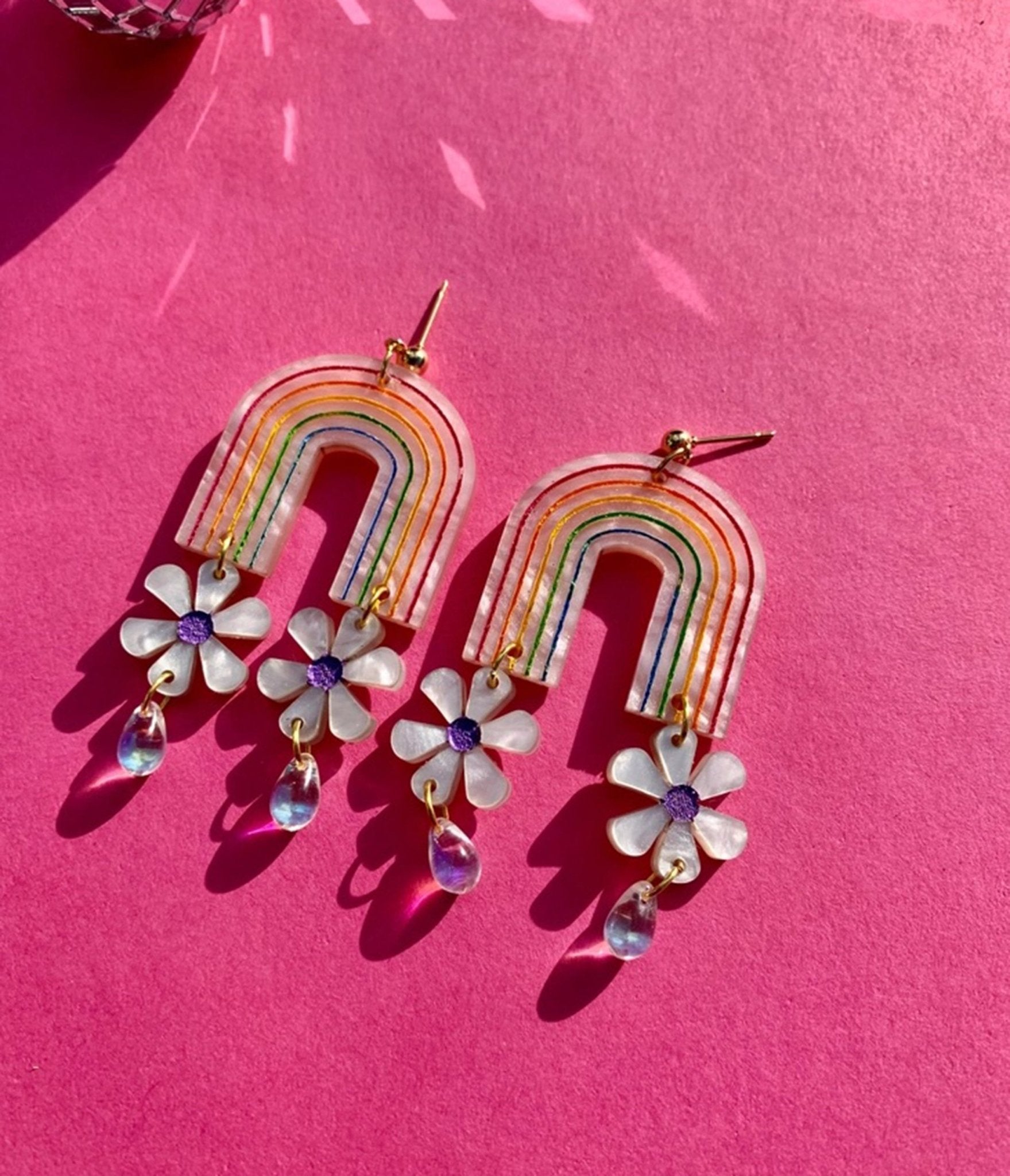 Rainbow Arch & Floral Earrings for Women - Colorful Bohemian Dangle Earrings for Party, Wedding & Everyday Wear