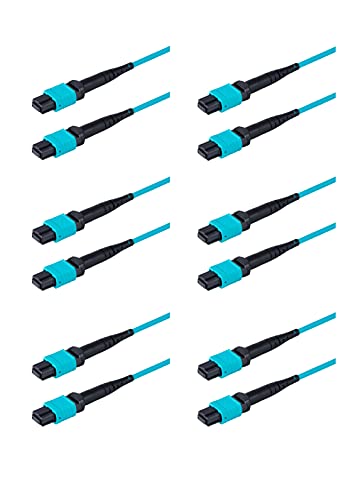 SpeedyFiberTX - 6-Pack 2ft 12 Fiber Low Loss MPO to MPO Trunk Cable, Type-B, OM3 Corning ClearCurve, Plenum Rated Fire Retardant Jacket | MTP Compatible | Ideal for Data Centers, Server Rooms & High-Speed Network Installations